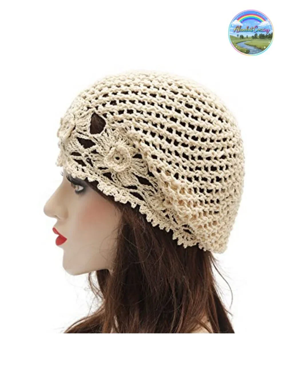100% Cotton Handmade Crochet Slouchy Beanie Hat Summer Skull Cap